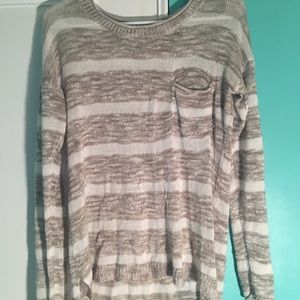 Grey and white striped sweater